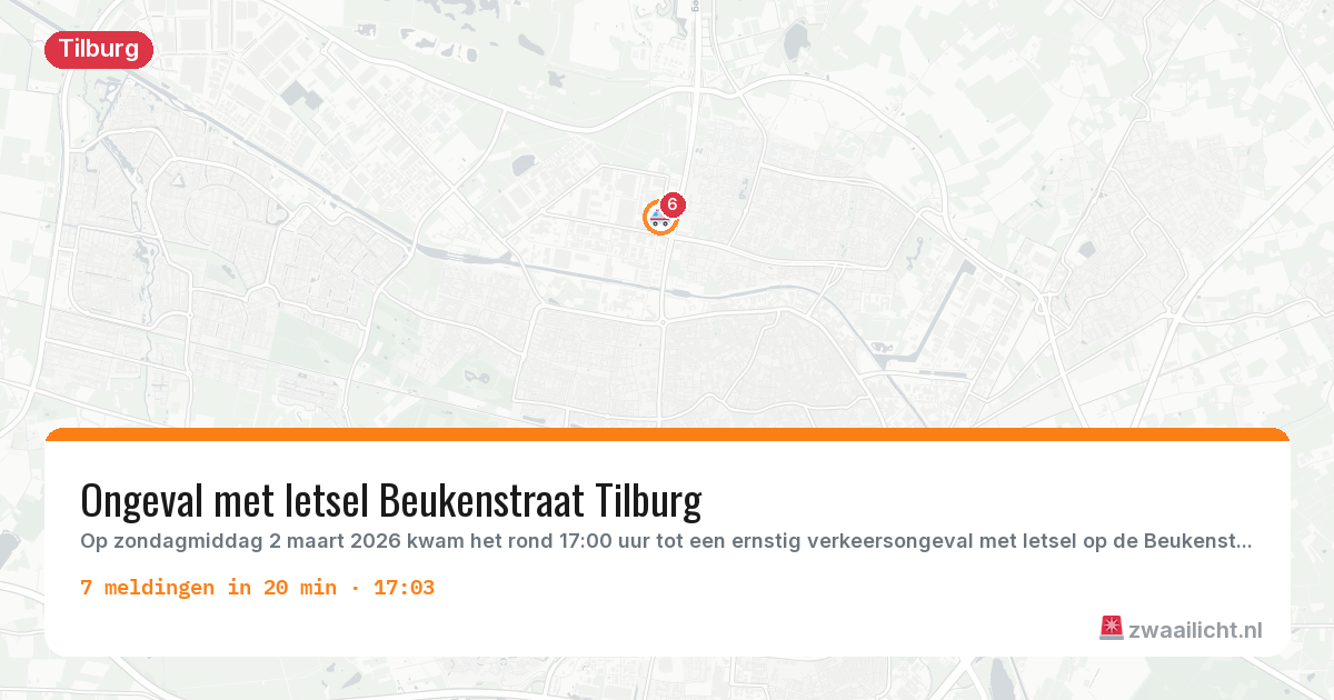 Kaart van de activiteitspiek bij Tilburg