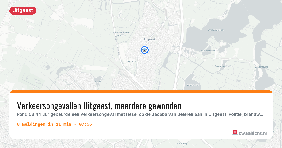 Kaart van de activiteitspiek bij Uitgeest