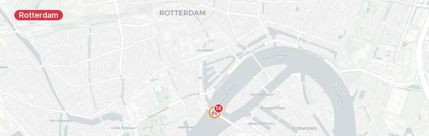 Kaart van Trambotsing Erasmusbrug Rotterdam, 15 gewonden