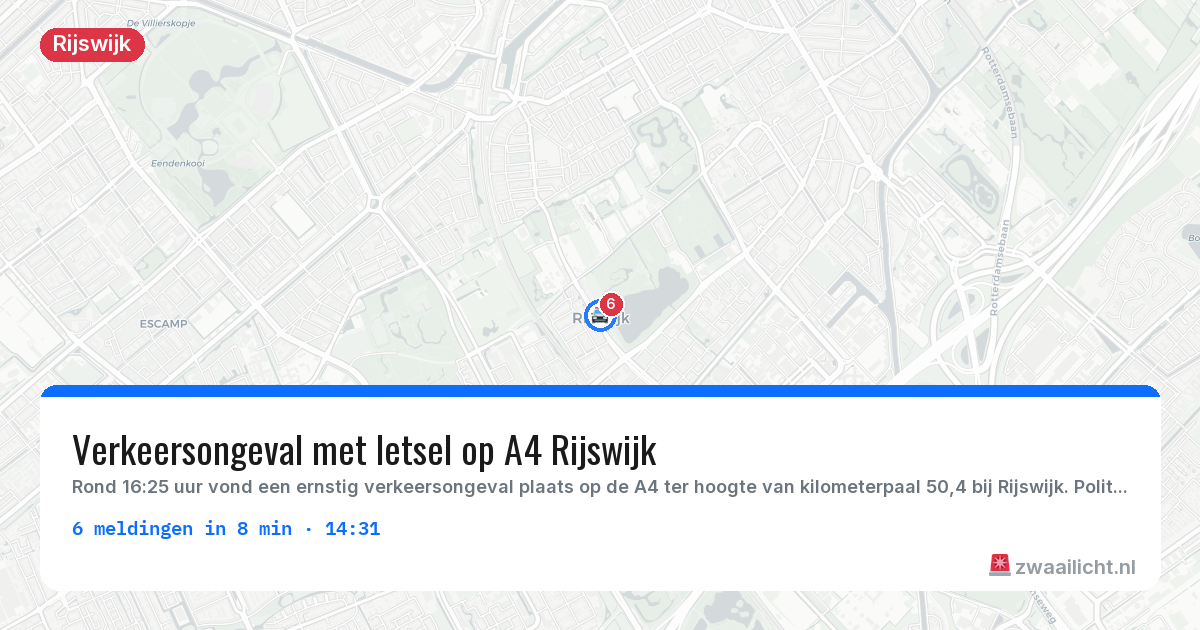 Kaart van de activiteitspiek bij Rijswijk