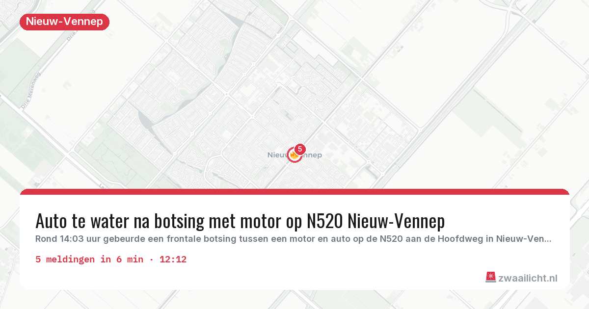 Kaart van de activiteitspiek bij Nieuw-Vennep