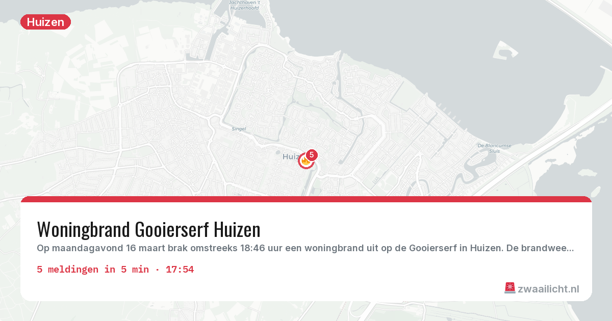 Kaart van de activiteitspiek bij Huizen