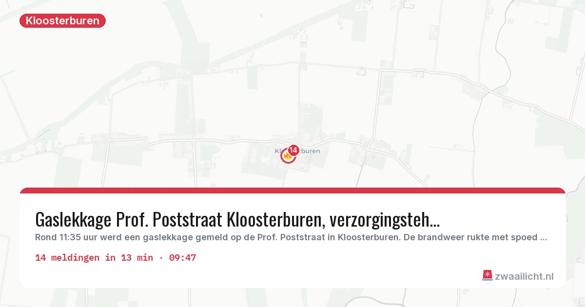 Kaart van de activiteitspiek bij Kloosterburen