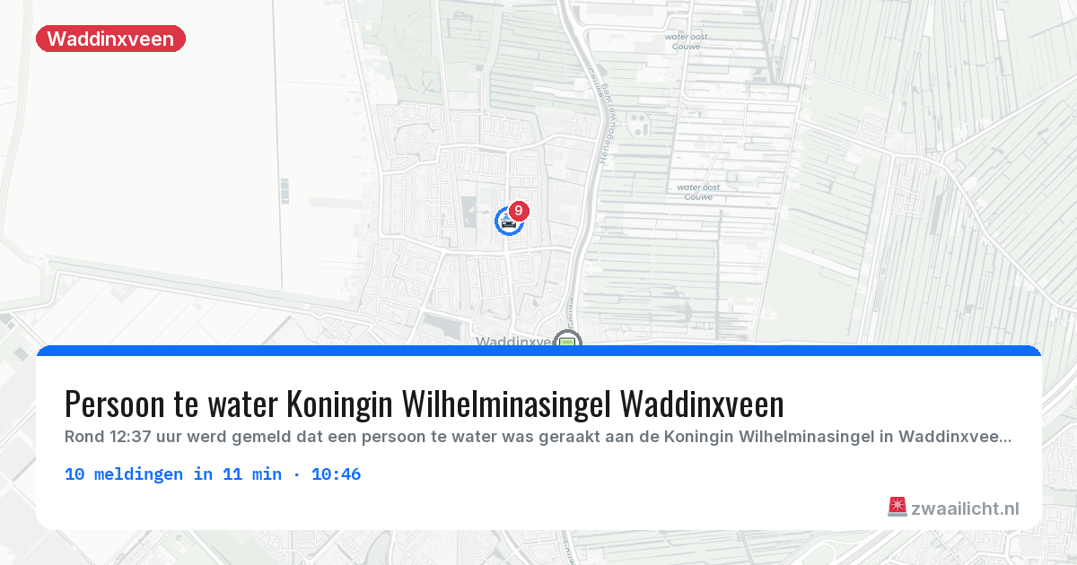 Kaart van de activiteitspiek bij Waddinxveen