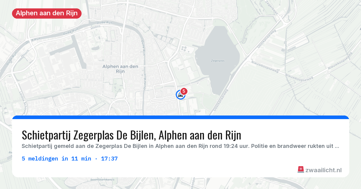Kaart van de activiteitspiek bij Alphen aan den Rijn
