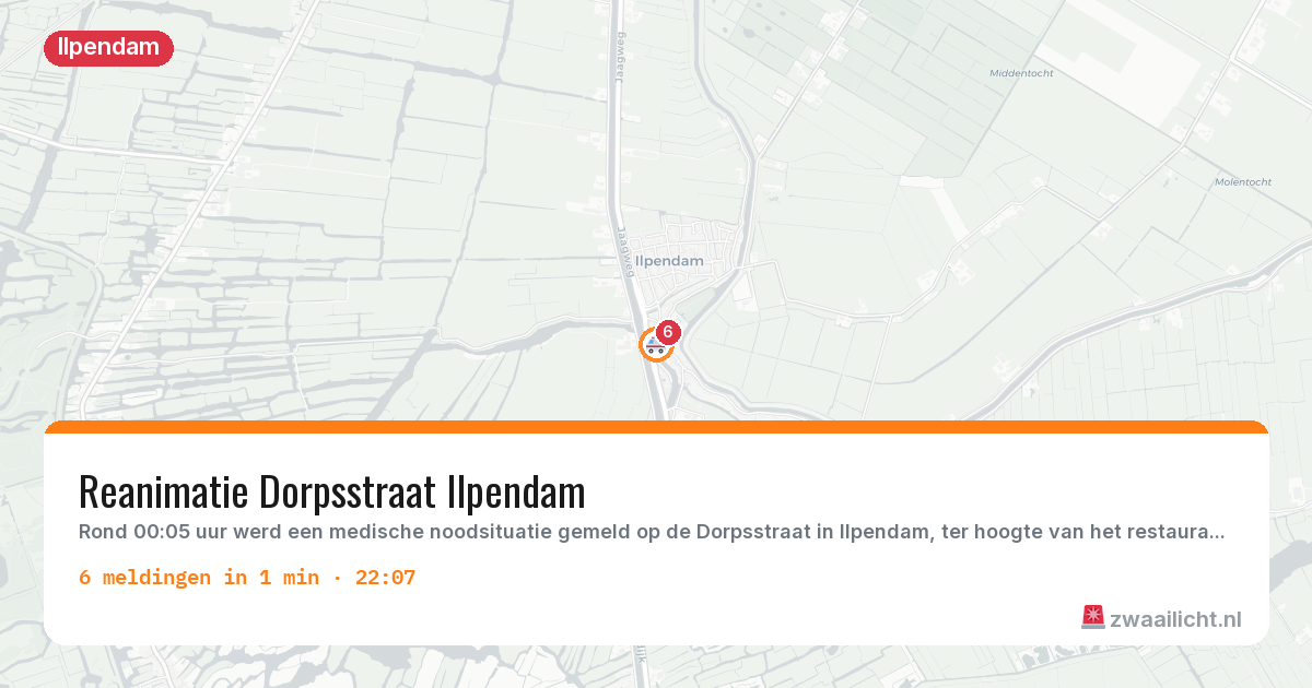 Kaart van de activiteitspiek bij Ilpendam