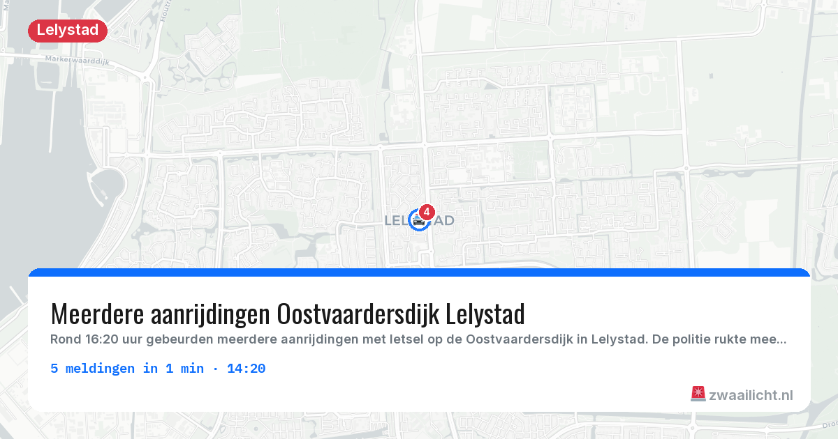 Kaart van de activiteitspiek bij Lelystad