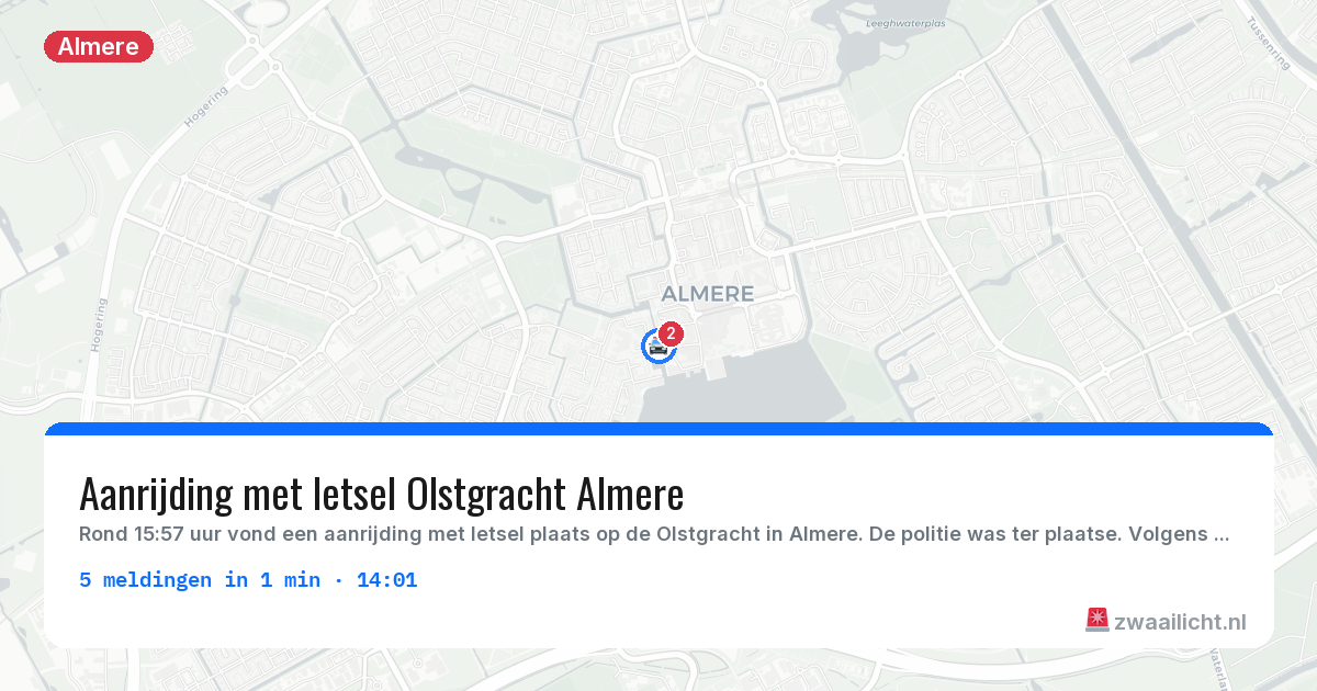 Kaart van de activiteitspiek bij Almere