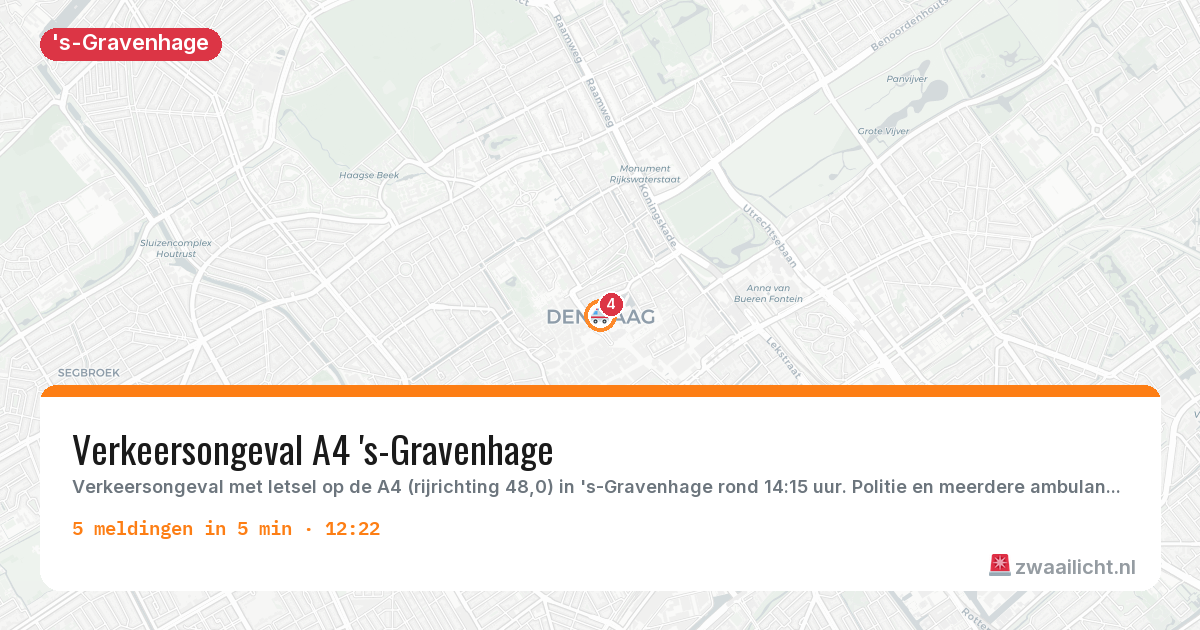 Kaart van de activiteitspiek bij 's-Gravenhage