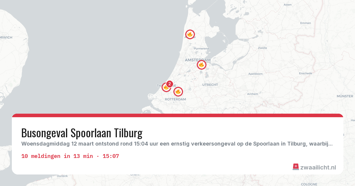 Kaart van de activiteitspiek bij Brandweer