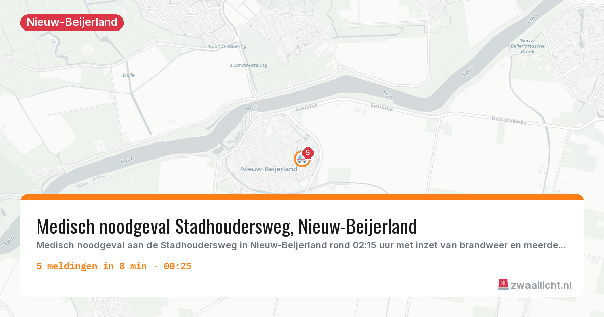 Kaart van de activiteitspiek bij Nieuw-Beijerland