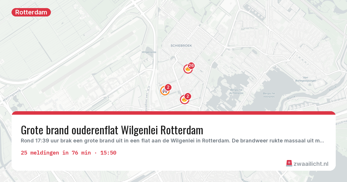 Kaart van de activiteitspiek bij Rotterdam