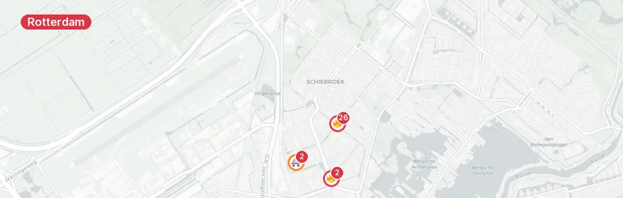 Kaart van Grote brand ouderenflat Wilgenlei Rotterdam