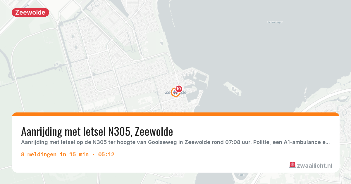 Kaart van de activiteitspiek bij Zeewolde