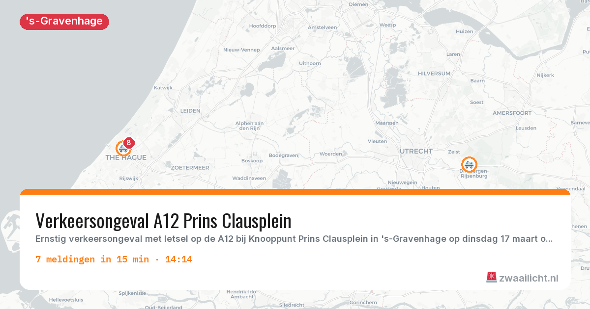 Kaart van de activiteitspiek bij 's-Gravenhage