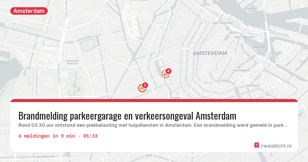 Kaart van de activiteitspiek bij Amsterdam