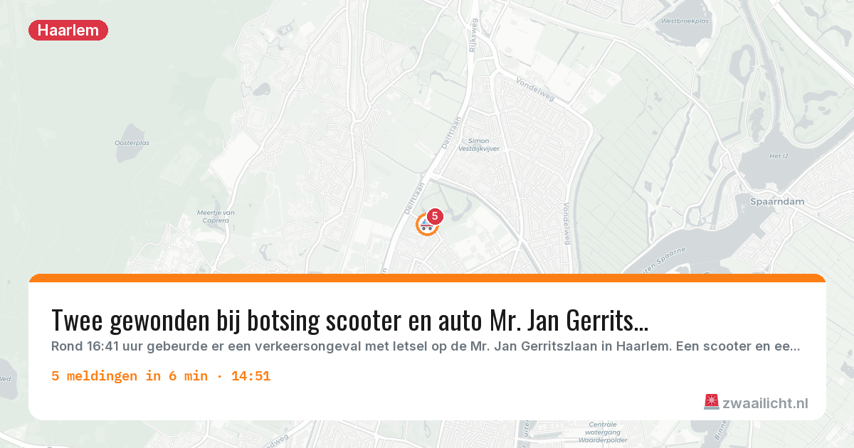 Kaart van de activiteitspiek bij Haarlem