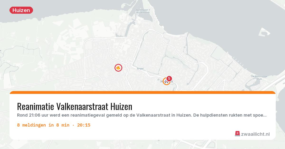 Kaart van de activiteitspiek bij Huizen