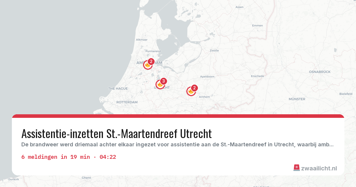 Kaart van de activiteitspiek bij Brandweer