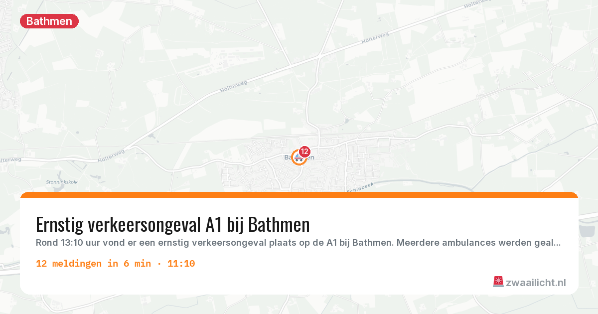 Kaart van de activiteitspiek bij Bathmen