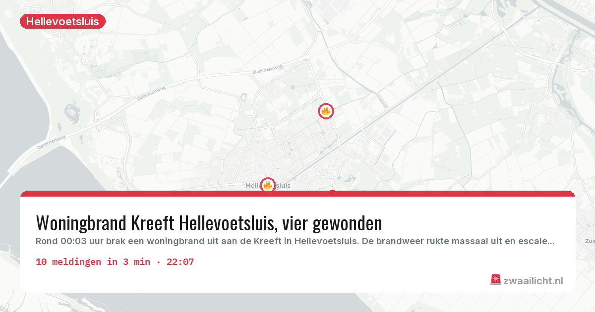 Kaart van de activiteitspiek bij Hellevoetsluis