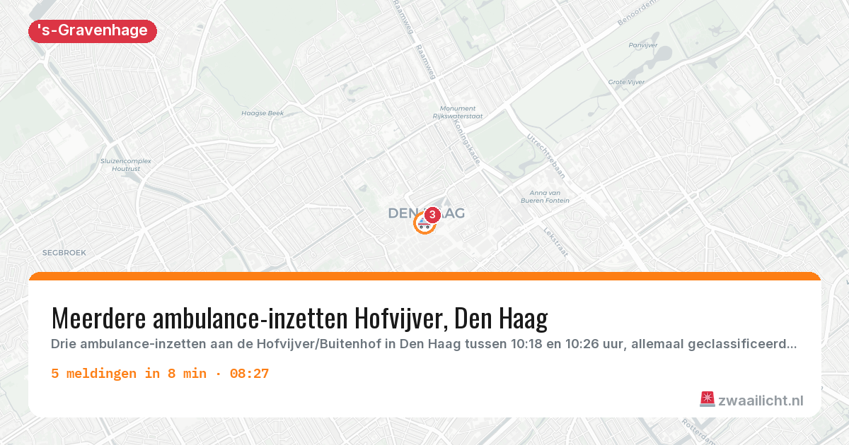 Kaart van de activiteitspiek bij 's-Gravenhage