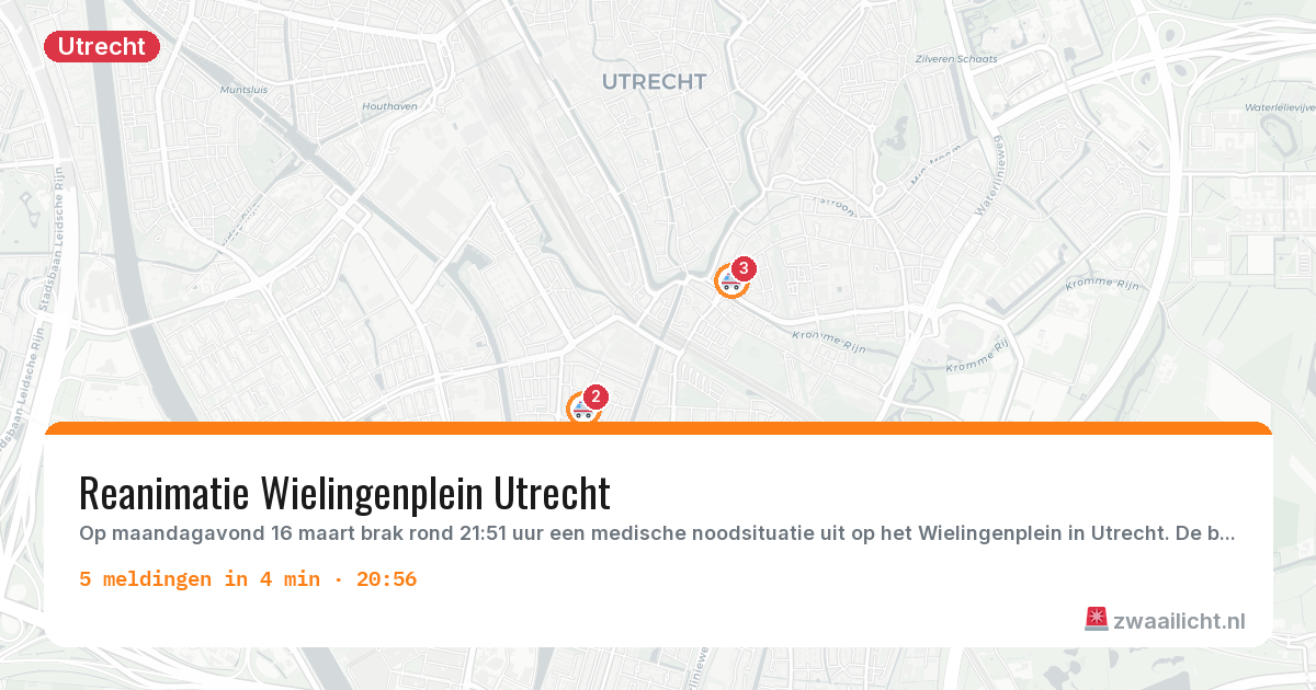 Kaart van de activiteitspiek bij Utrecht
