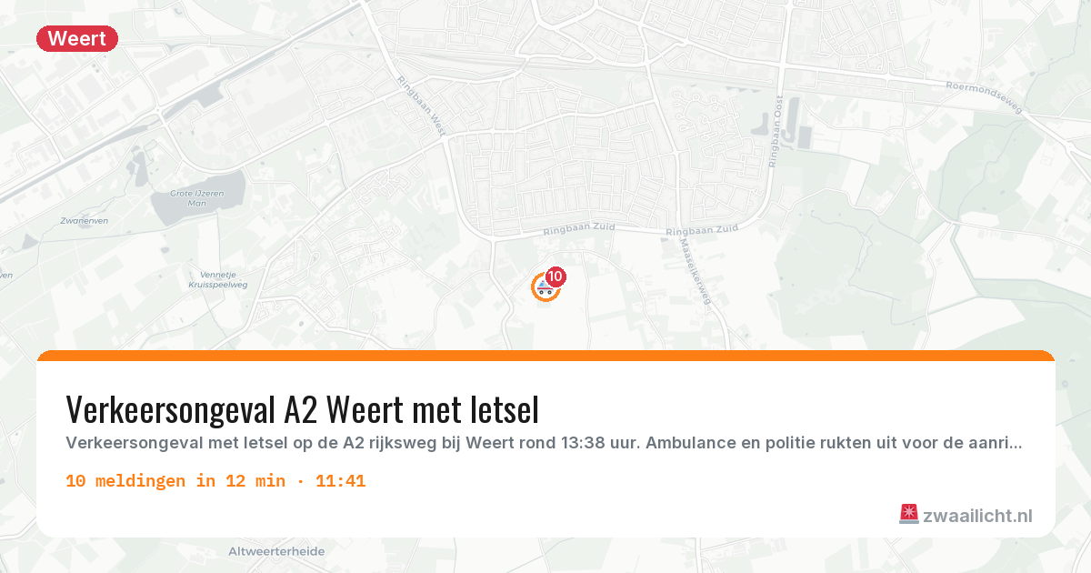 Kaart van de activiteitspiek bij Weert