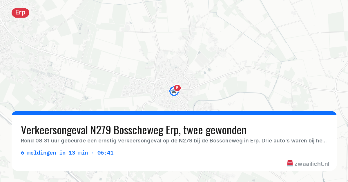 Kaart van de activiteitspiek bij Erp