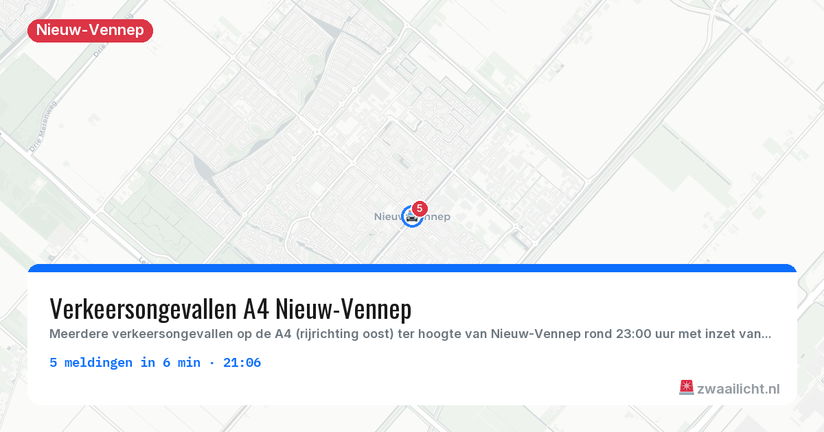 Kaart van de activiteitspiek bij Nieuw-Vennep
