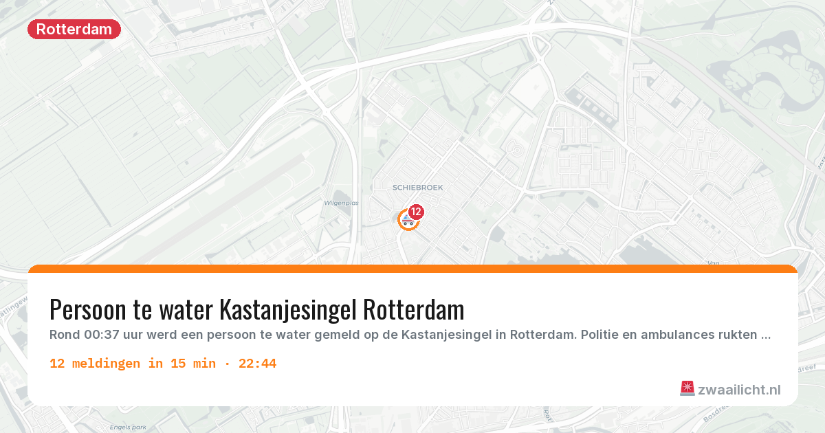 Kaart van de activiteitspiek bij Rotterdam