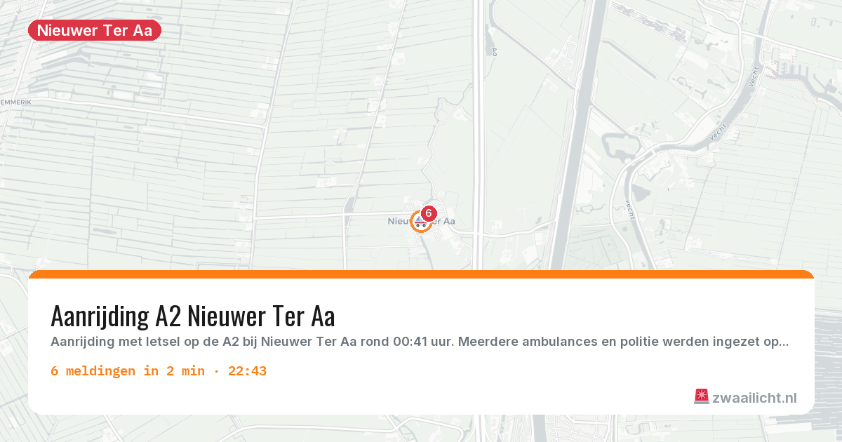 Kaart van de activiteitspiek bij Nieuwer Ter Aa