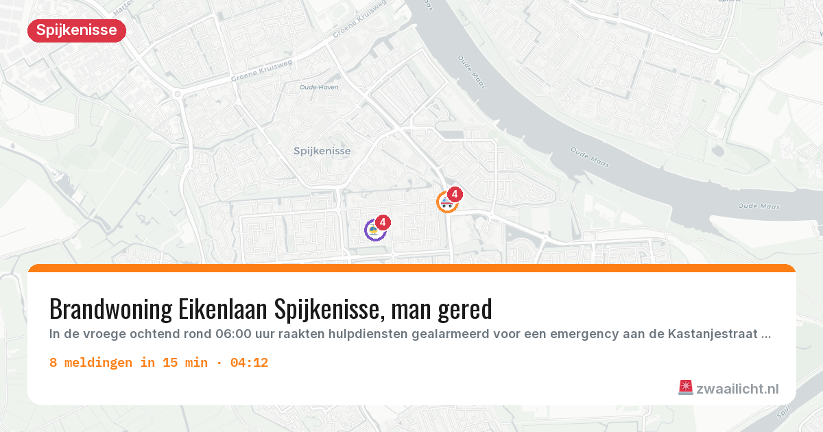 Kaart van de activiteitspiek bij Spijkenisse
