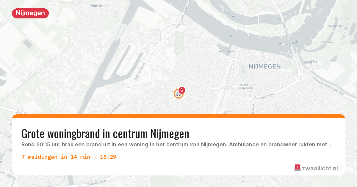 Kaart van de activiteitspiek bij Nijmegen