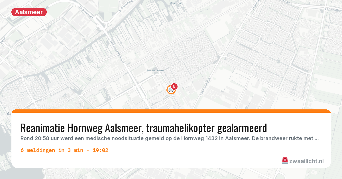Kaart van de activiteitspiek bij Aalsmeer