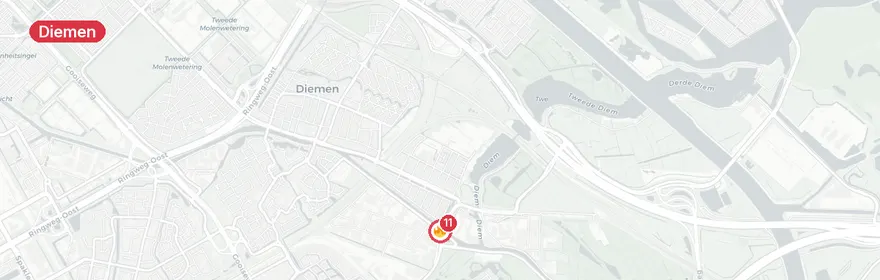 Kaart van Zeer grote bedrijfsbrand Weesperstraat Diemen