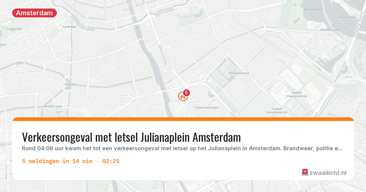 Kaart van de activiteitspiek bij Amsterdam