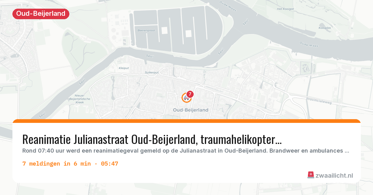 Kaart van de activiteitspiek bij Oud-Beijerland
