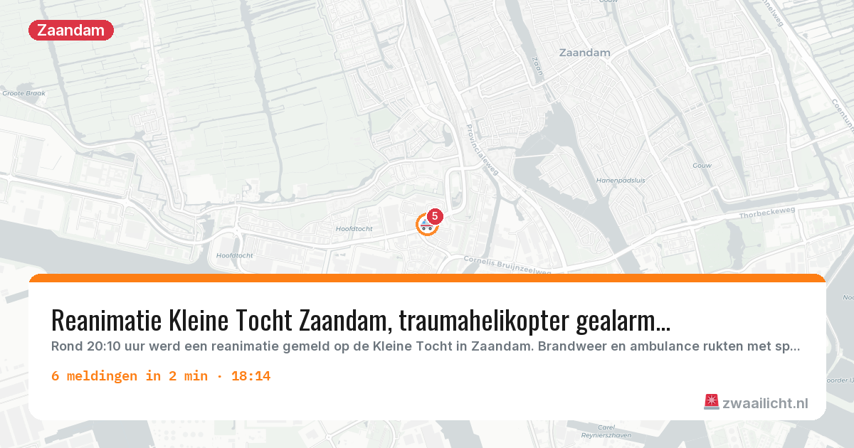 Kaart van de activiteitspiek bij Zaandam