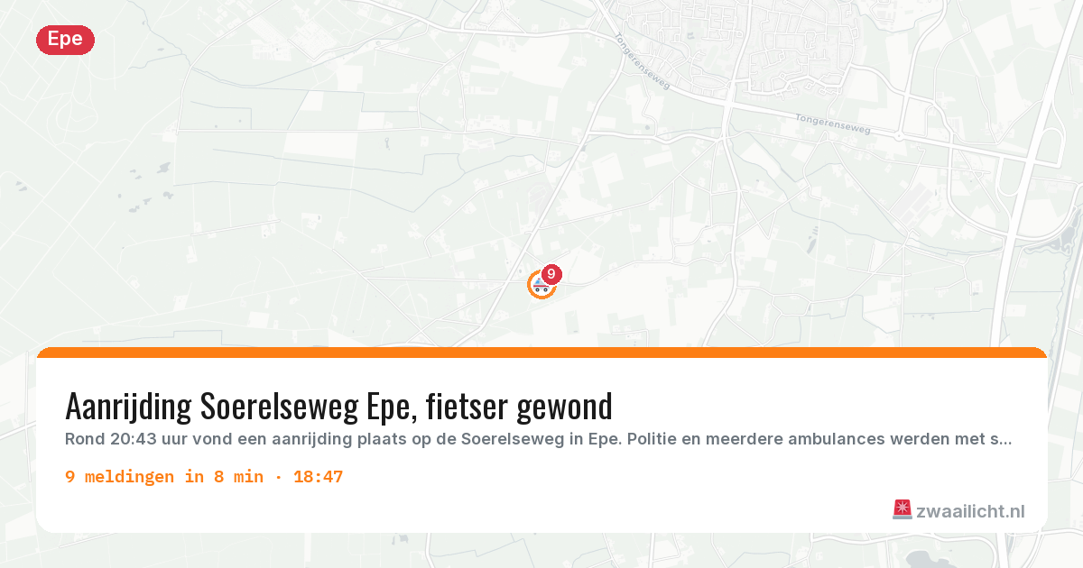 Kaart van de activiteitspiek bij Epe