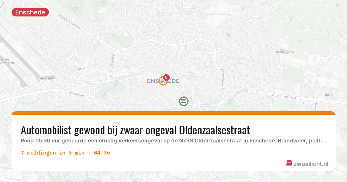 Kaart van de activiteitspiek bij Enschede