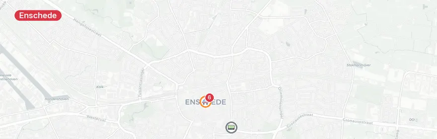 Kaart van Automobilist gewond bij zwaar ongeval Oldenzaalsestraat