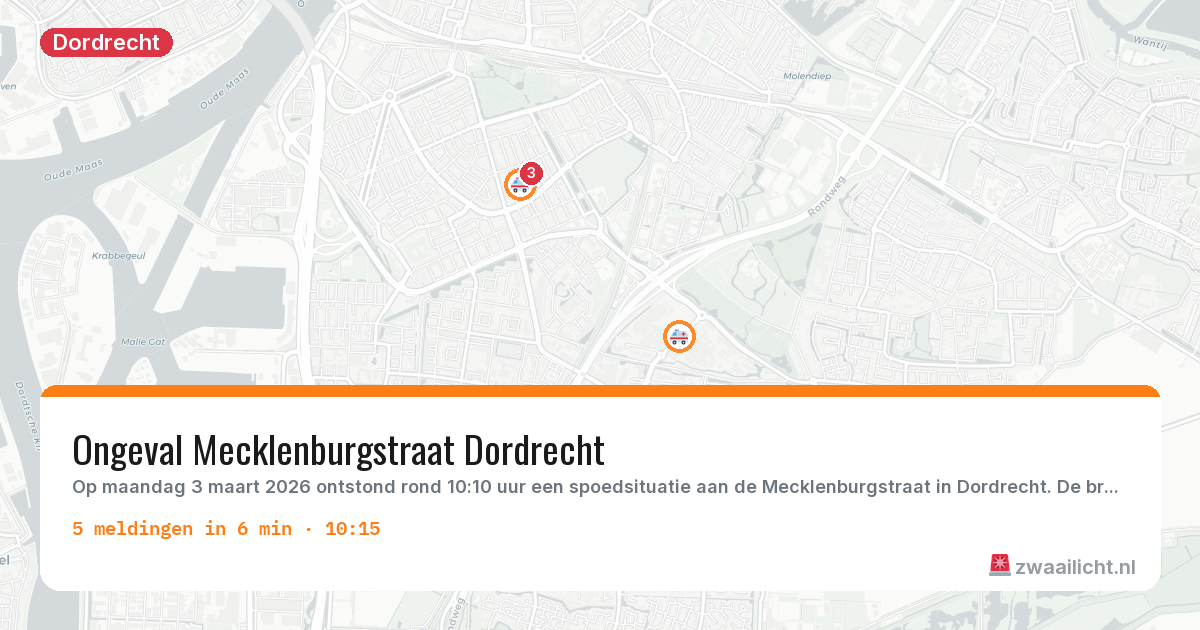 Kaart van de activiteitspiek bij Dordrecht