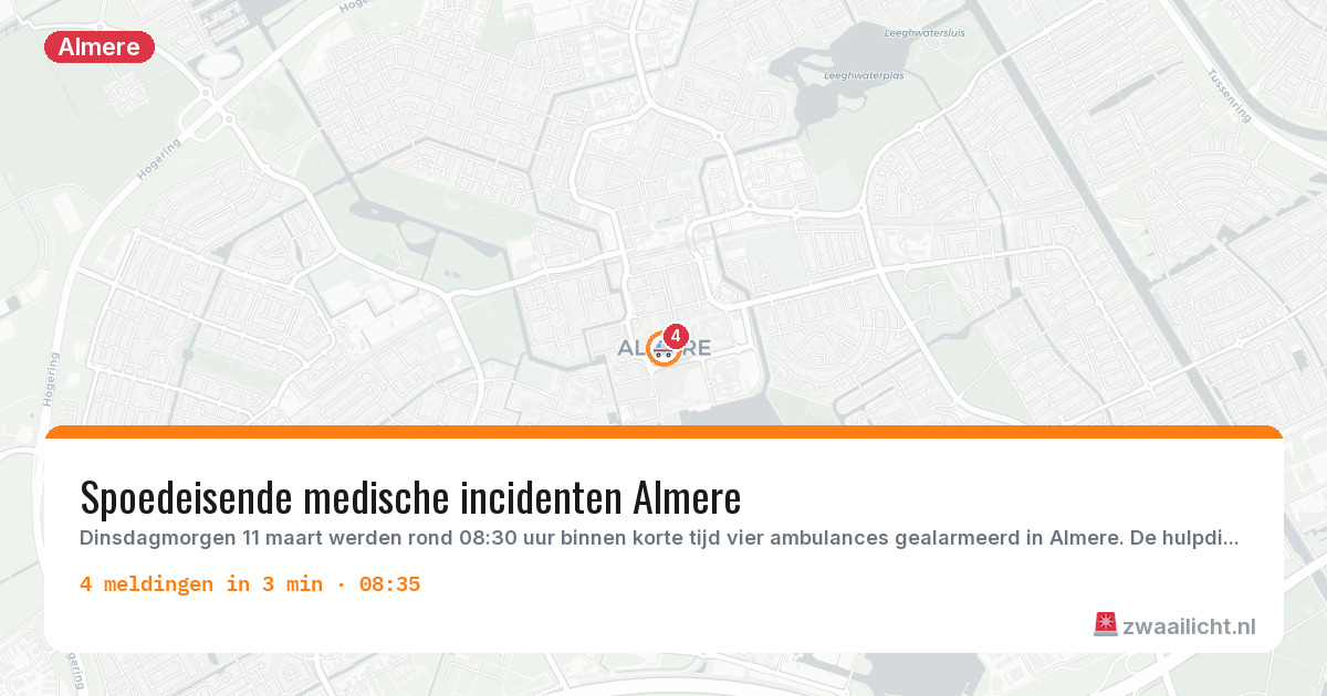Kaart van de activiteitspiek bij Almere