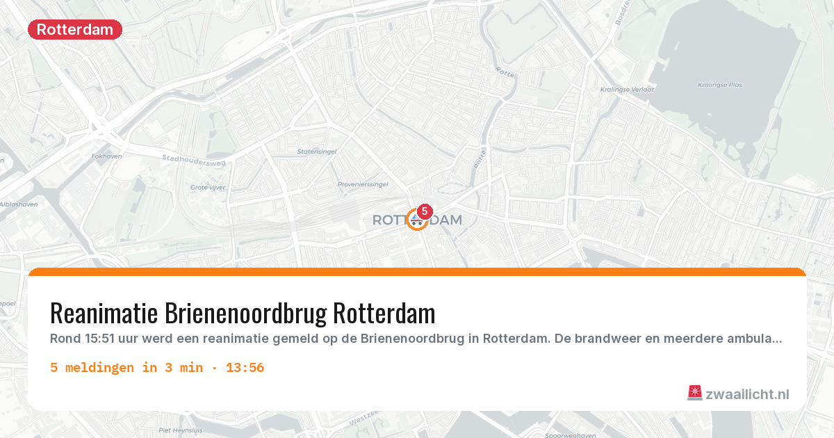 Kaart van de activiteitspiek bij Rotterdam