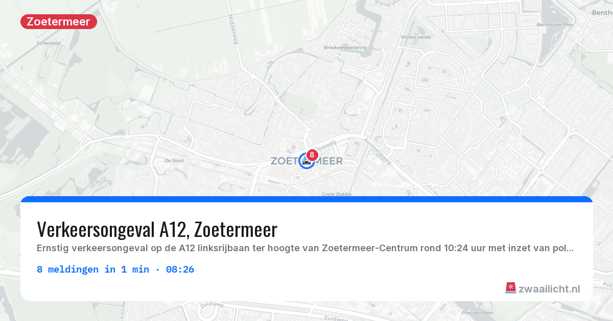 Kaart van de activiteitspiek bij Zoetermeer