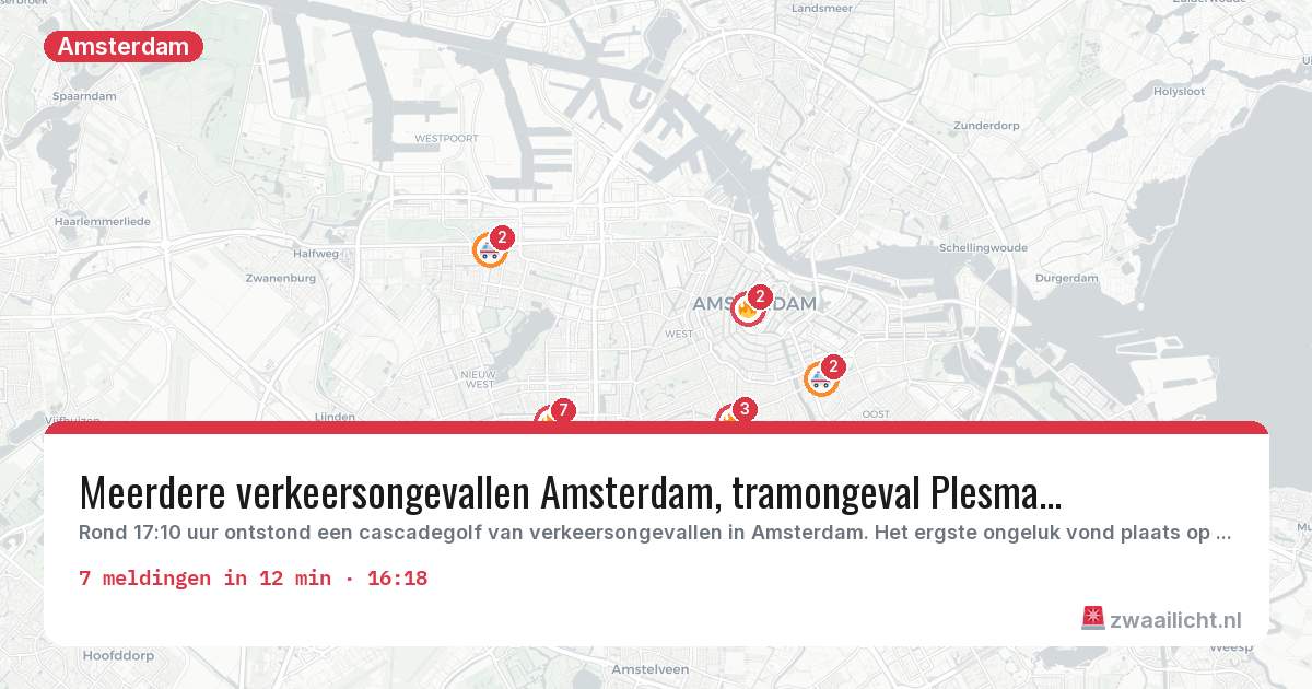 Kaart van de activiteitspiek bij Amsterdam