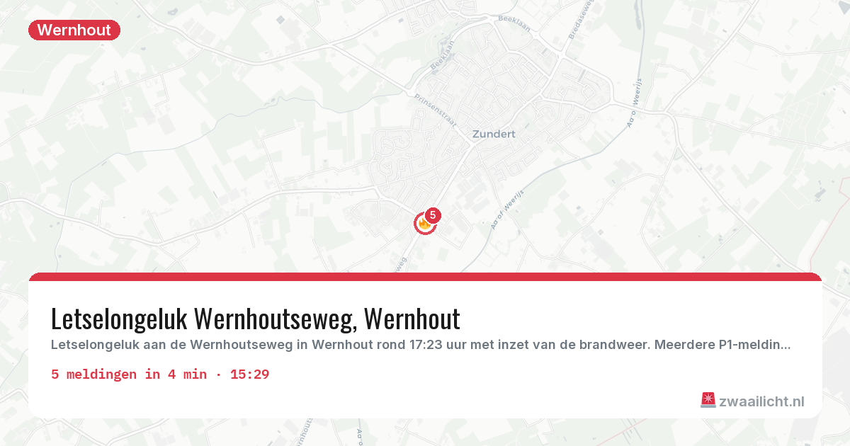 Kaart van de activiteitspiek bij Wernhout