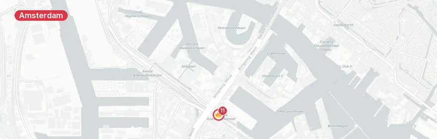 Kaart van Grote brand Amsterdam Scrap Terminal Vlothavenweg