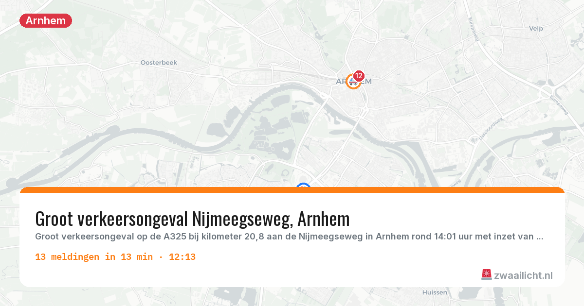 Kaart van de activiteitspiek bij Arnhem